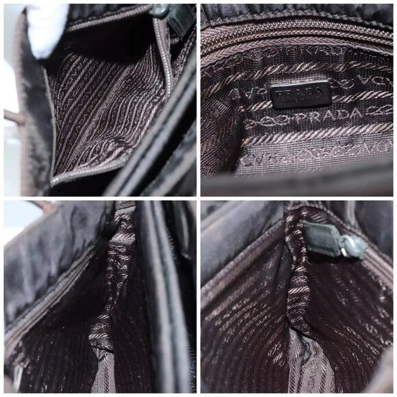 PRADA Hand Bag Nylon Brown Silver Auth - Picture 16 of 16